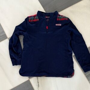 Vineyard Vines Blue Sweatshirt with Red Plaid Details